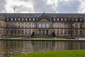 7 March 2020, Stuttgart, Germany - New Castle Neues Schloss on Caste Square Schlossplatz cloudy day Royalty Free Stock Photo