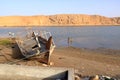 March 21 2022 - Sur, Oman: wooden dhow near a boatyard