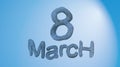 8 March symbol. Figure of eight made of blue city blocks or fur . Can be used as a decorative greeting grungy or postcard for inte