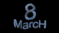 8 March symbol. Figure of eight made of blue city blocks or fur . Can be used as a decorative greeting grungy or postcard for inte