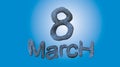 8 March symbol. Figure of eight made of blue city blocks or fur . Can be used as a decorative greeting grungy or postcard for inte