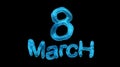 8 March symbol. Figure of eight made of blue city blocks or fur . Can be used as a decorative greeting grungy or postcard for inte