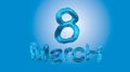 8 March symbol. Figure of eight made of blue city blocks or fur . Can be used as a decorative greeting grungy or postcard for inte