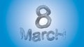 8 March symbol. Figure of eight made of green city blocks or fur . Can be used as a decorative greeting grungy or postcard for int