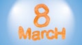 8 March symbol. Figure of eight made of orange city blocks or fur . Can be used as a decorative greeting grungy or postcard for in