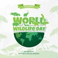 March 3td World Wildlife Day illustration on maps background design Royalty Free Stock Photo