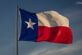 MARCH 6, 2018 - TEXAS STATE FLAG - Texas Lone Star flag stands out against a cloudless blue. Shape, Texas