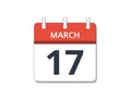 March, 17th calendar icon vector. Concept of schedule, business and tasks