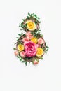 March 8th concept. Creative Number 8 made of hole and colorful roses. Elegant Greeting Card Women`s Day on March 8th Royalty Free Stock Photo