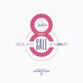 March 8th creative banner design, Womens Day sale label