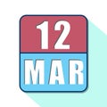 march 12th. Day 12 of month,Simple calendar icon on white background. Planning. Time management. Set of calendar icons for web