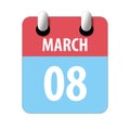 march 8th. Day 8 of month,Simple calendar icon on white background. Planning. Time management. Set of calendar icons for web Royalty Free Stock Photo