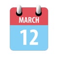 march 12th. Day 12 of month,Simple calendar icon on white background. Planning. Time management. Set of calendar icons for web