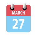 march 27th. Day 27 of month,Simple calendar icon on white background. Planning. Time management. Set of calendar icons for web