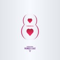March 8th paper cut icon with heart shapes poster design Royalty Free Stock Photo