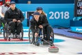 2018 March 13th. Peyongchang 2018 Paralympic games in South Korea. Wheelchair curling session. NPC - team Russia Royalty Free Stock Photo