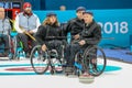 2018 March 13th. Peyongchang 2018 Paralympic games in South Korea. Wheelchair curling session. NPC - team Russia Royalty Free Stock Photo