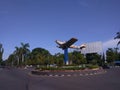 March 11th, 2021; Sunny weather on an airplane monument in Mataram city, Lombok island, Indonesia