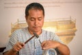 Thai artisan hammers Nielloware, Bangkok, Thailand