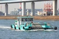 2019 March 28. Tokyo Japan. Japanese trash keeping boat flowing along river surface for cleaning every day.