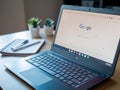 March 2020, UK: Google search engine home page of HP chromebook Royalty Free Stock Photo