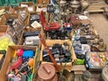 March 27, 2021, Ukraine, Kharkov. Swap meet, sale of old things. open-air flea market. Lots of antiques and vintage items Royalty Free Stock Photo