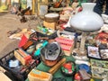 March 27, 2021, Ukraine, Kharkov. Swap meet, sale of old things. open-air flea market. Lots of antiques and vintage items Royalty Free Stock Photo