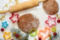 8 march, Valentine`s day, mother`s day baking culinary background, cooking recipe. gingerbread cookies on kitchen table Royalty Free Stock Photo