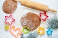 8 march, Valentine`s day, mother`s day baking culinary background, cooking recipe. gingerbread cookies on kitchen table Royalty Free Stock Photo