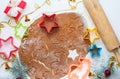 8 march, Valentine`s day, mother`s day baking culinary background, cooking recipe. gingerbread cookies on kitchen table Royalty Free Stock Photo