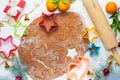 8 march, Valentine`s day, mother`s day baking culinary background, cooking recipe. gingerbread cookies on kitchen table Royalty Free Stock Photo