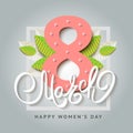 8 of March vector background design. Happy women day holiday ban