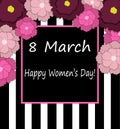 8 March. Vector card for International women`s day.