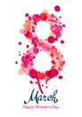 8 March vertical greeting card, flyer or banner, International Women's Day.