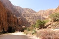 March 22 2022 - Wadi Shab, Tiwi, Oman: people enjoy the nature in the beautiful scenic canyon near Muscat in Oman