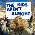 MARCH 24, 2018: Washington, D.C. hundreds of thousands protest against NRA on Pennsylvania Avenue. Douglas, sign Royalty Free Stock Photo