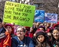 MARCH 24, 2018: Washington, D.C. hundreds of thousands protest against NRA on Pennsylvania Avenue. Education, united