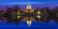 MARCH 27, 2018, WASHINGTON D.C., U.S. Capitol Building & Reflecting Pool, Sunrise, Washington, D.,. Night, white