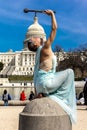 MARCH 24, 2018 - Washington DC, Female poses like Statue of Liberty in front of US Capitol,. Statue, Symbols Royalty Free Stock Photo