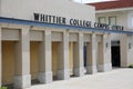 March 12, 2021 - Whittier, California: Whittier College. Whittier College Campus Center sign and building. Campus is empty due to Royalty Free Stock Photo