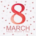 8 march. Women`s day card with abstract mosaic eight. Vector.