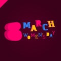 8 march Women`s Day colorful 3d style text Royalty Free Stock Photo