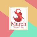 8 March Women`s Day greeting card template