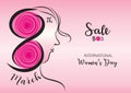 8 march. Women`s day vector template can be cuse poster, flyer, sale banner, Postcard, greeting card, brochures. hand drawn women