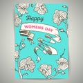 8 March. Womens day vintage card.