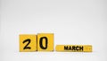 MARCH 20 Wooden calendar. International Day of Happiness