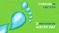 22 March world water day card of liquid footprint