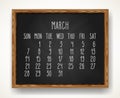 March year 2021 hand drawn black chalkboard calendar Royalty Free Stock Photo