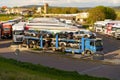 Marchaux-Chaudefontaine, France - April 25, 2023: Parking of trucks carrying various goods