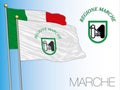 Marche official regional flag and coat of arms, Italy, vector illustration